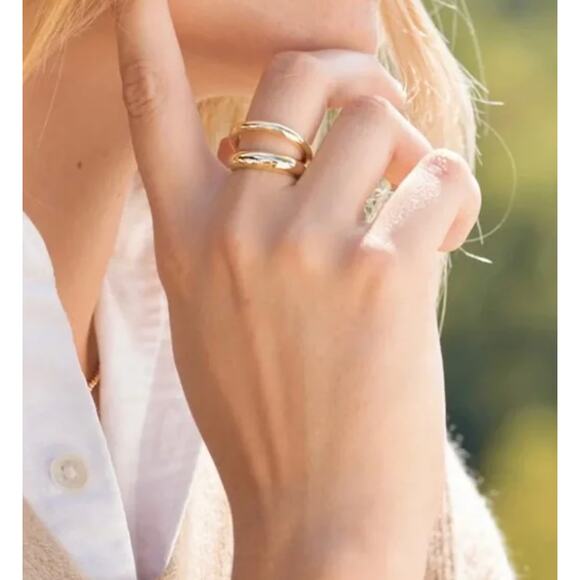 LOREN STEWART Curateur Open Band Ring 14k Yellow Gold Plated Size 7 Double Band - Picture 2 of 6